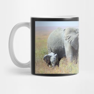 Close Together - Elephants, Serengeti, Tanzania. Mug